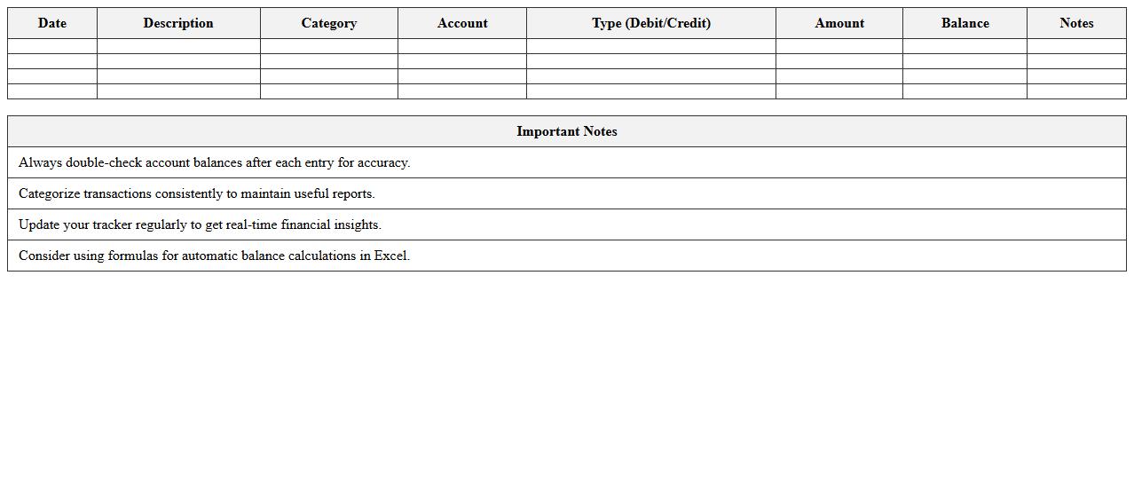 Personal Finance Bank Activity Tracker Excel