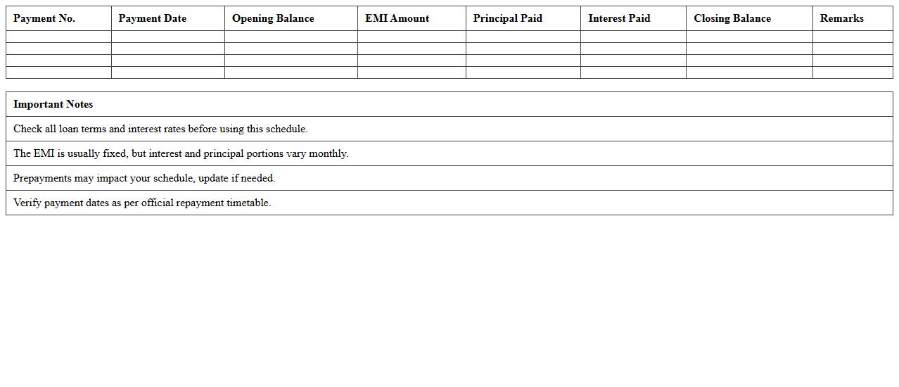 Personal Loan Repayment Schedule Excel Sheet