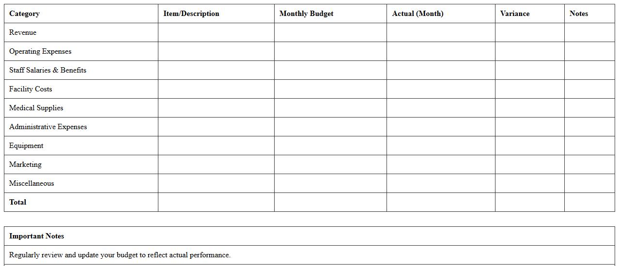 Practice Budget Planning Excel Template for Physicians