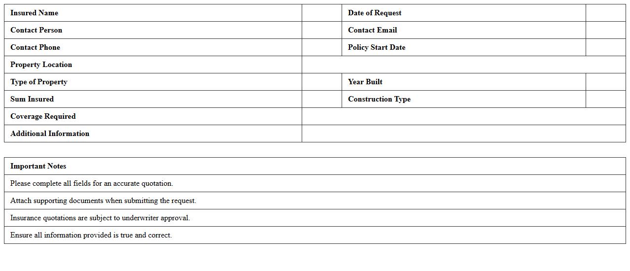 Property Insurance Quotation Request Excel Template
