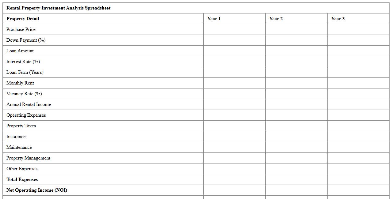 Rental Property Investment Analysis Spreadsheet