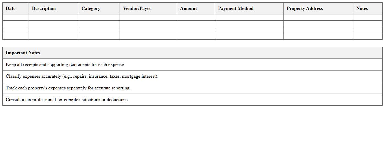 Rental Property Tax Deduction Tracker Excel