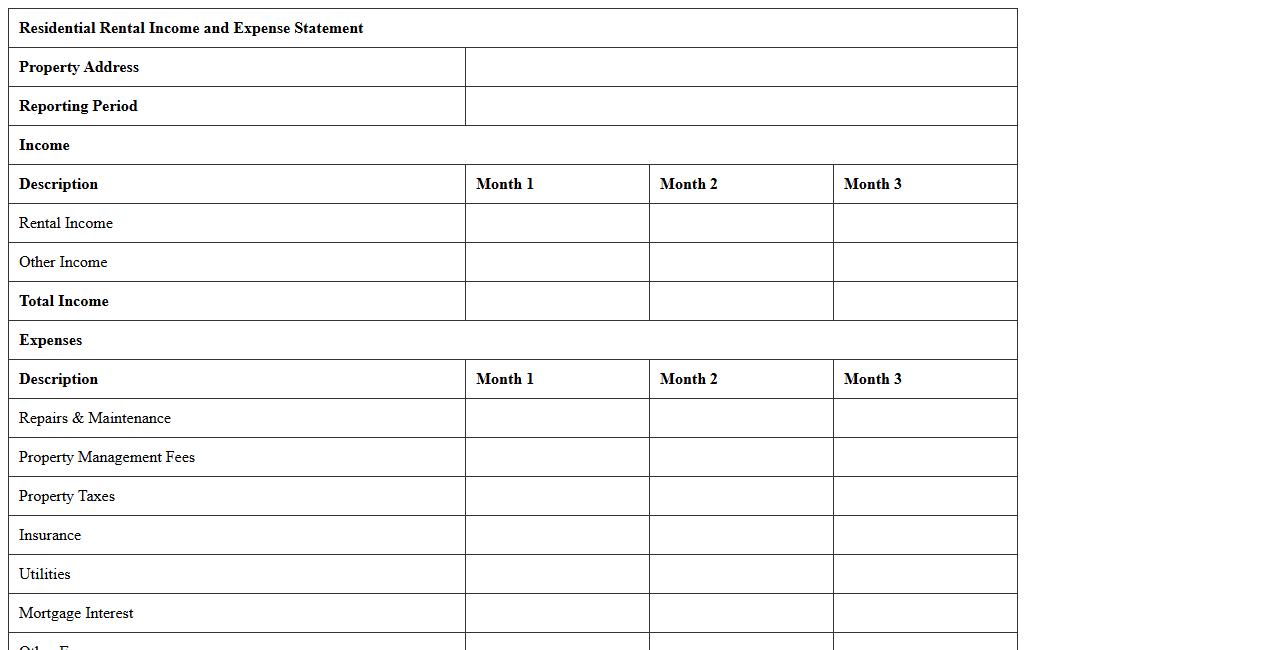 Residential Rental Income and Expense Statement Excel Sheet