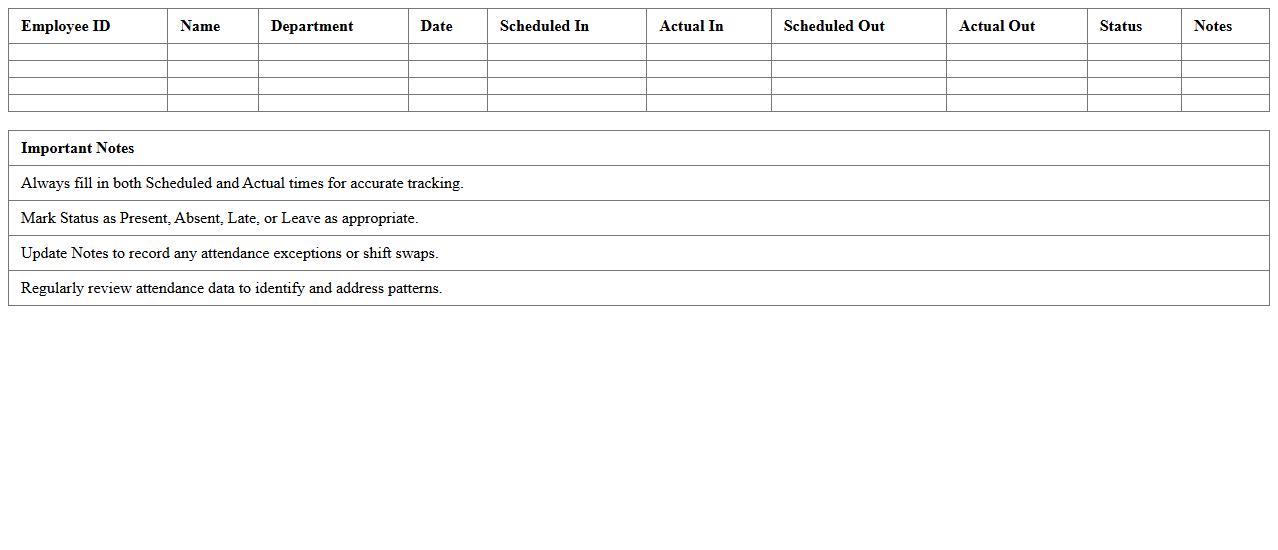 Retail Employee Attendance Tracking Excel Template