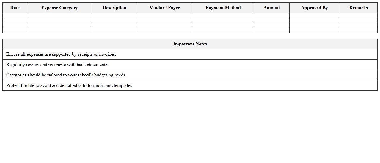 School Operational Expense Tracker Excel Template