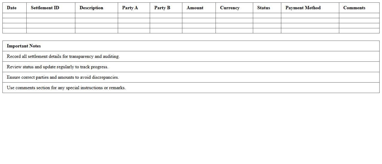 Settlement Records Tracker Spreadsheet
