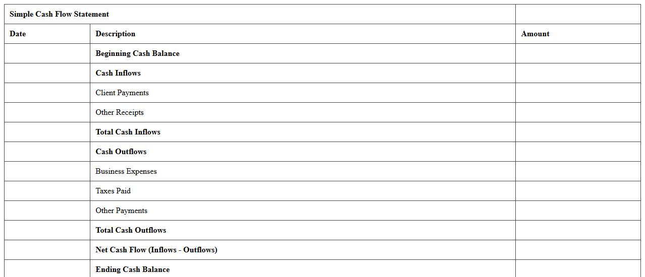 Simple Cash Flow Statement Excel Template for Freelancers
