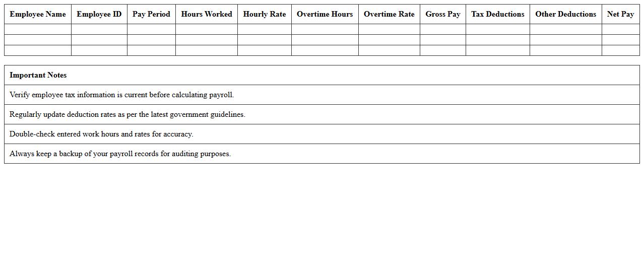 Small Business Payroll Calculator Excel Template