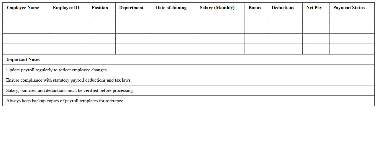 Startup Payroll Management Excel Template