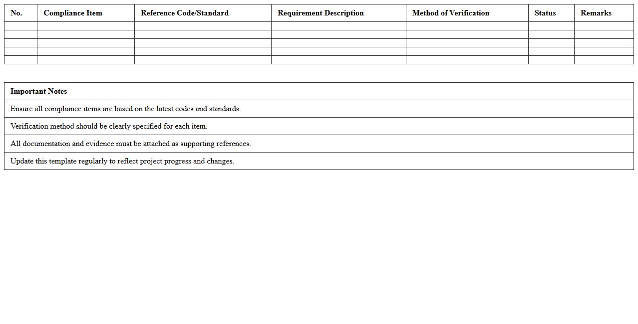 Structural Compliance Verification Excel Template