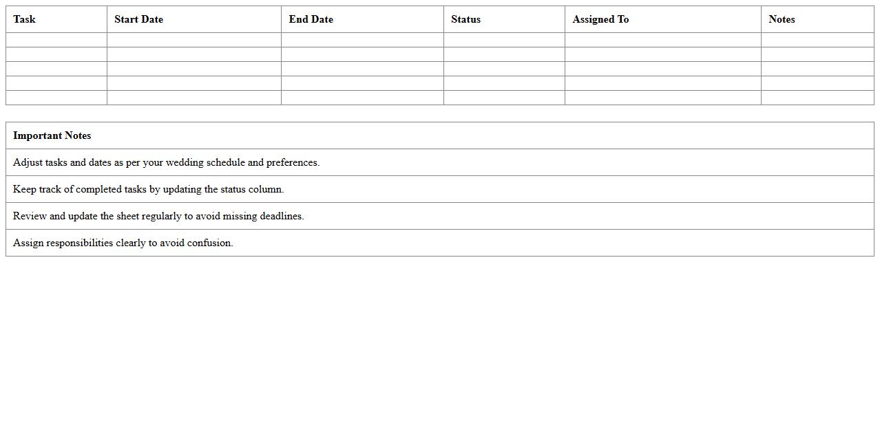 Wedding Planning Timeline Excel Sheet