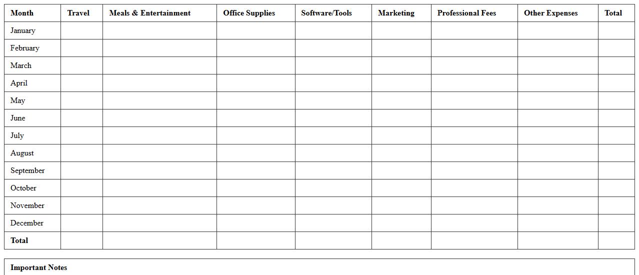 Yearly Expense Summary Excel Template for Consultants