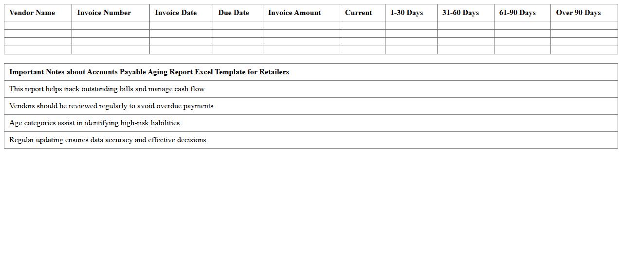 Accounts Payable Aging Report Excel Template for Retailers
