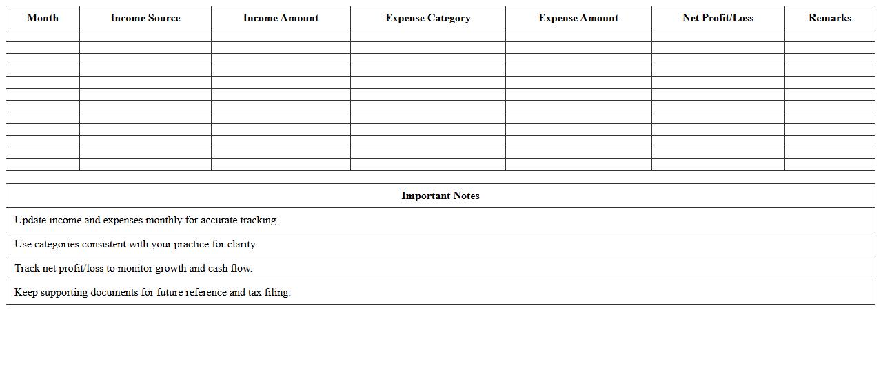 Annual Income & Expense Tracker Excel Template for Consultants