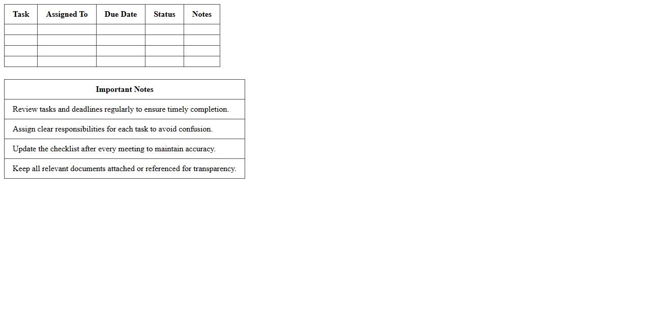 Annual Meeting Task Checklist Excel Template
