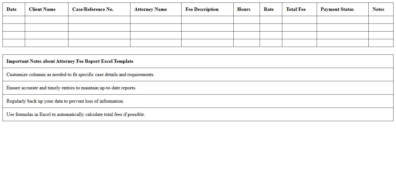 Attorney Fee Report Excel Template