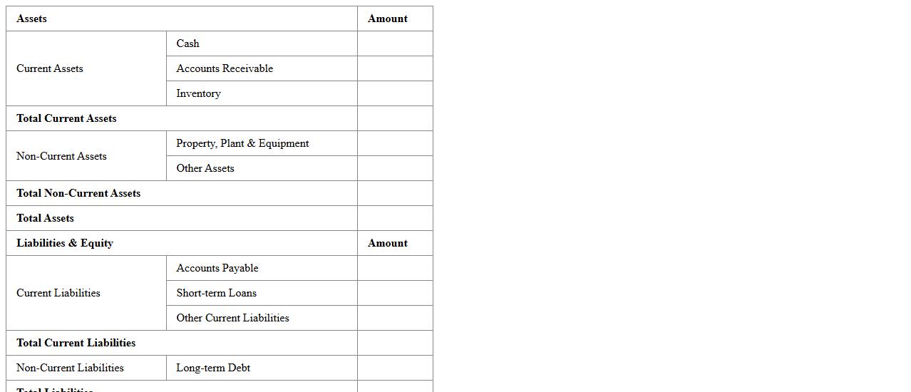 Balance Sheet Excel Template
