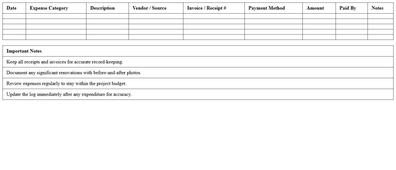 Barn Renovation & Infrastructure Expense Log