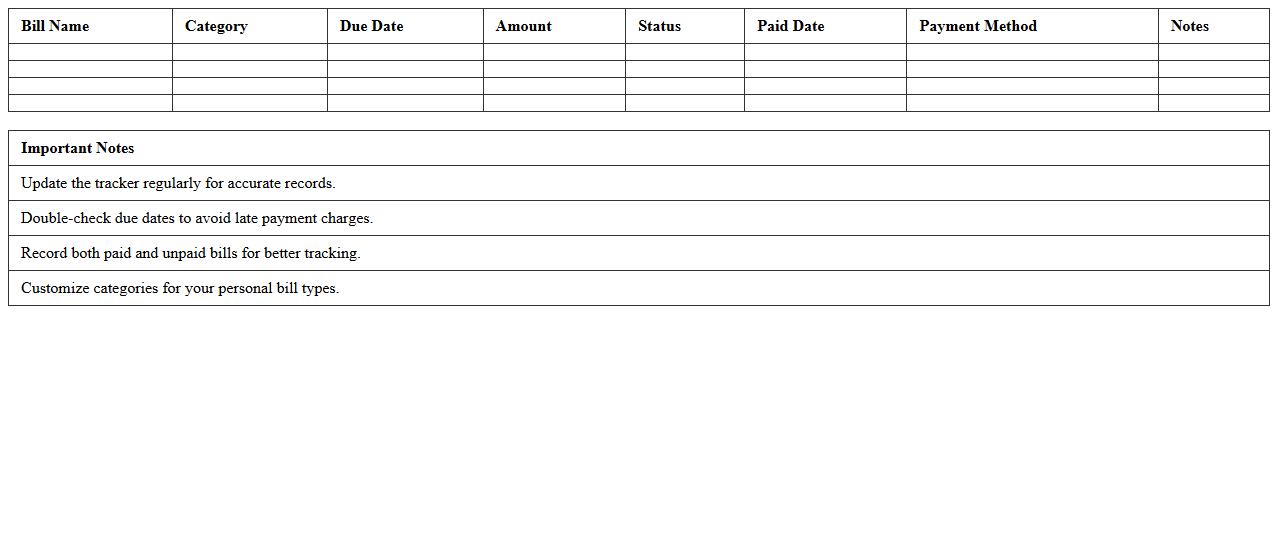 Bill Payment Tracker Excel Format