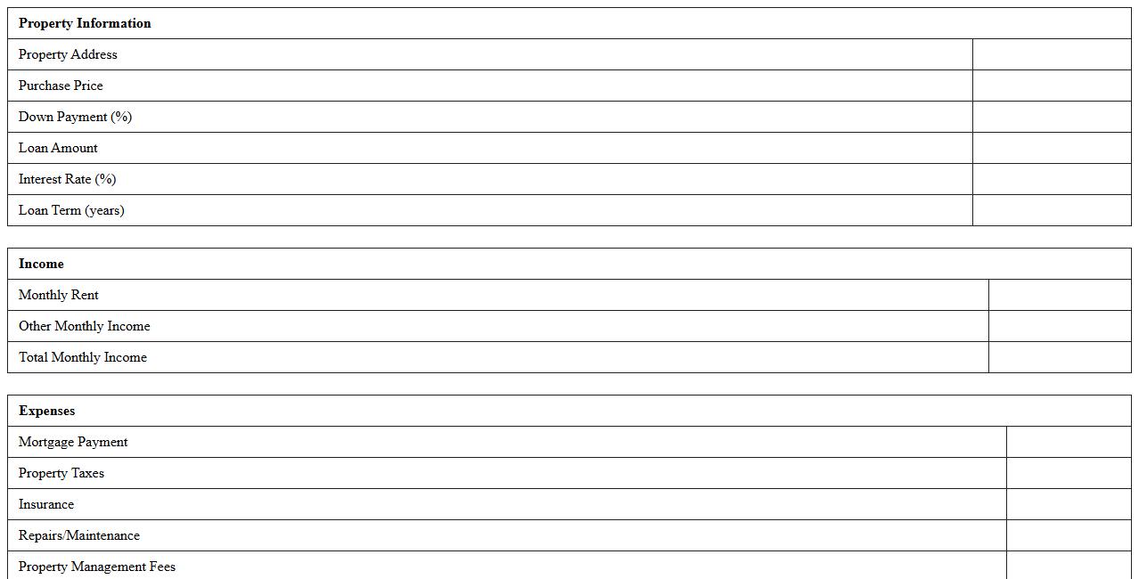 Buy and Hold Real Estate Investment Analysis Spreadsheet