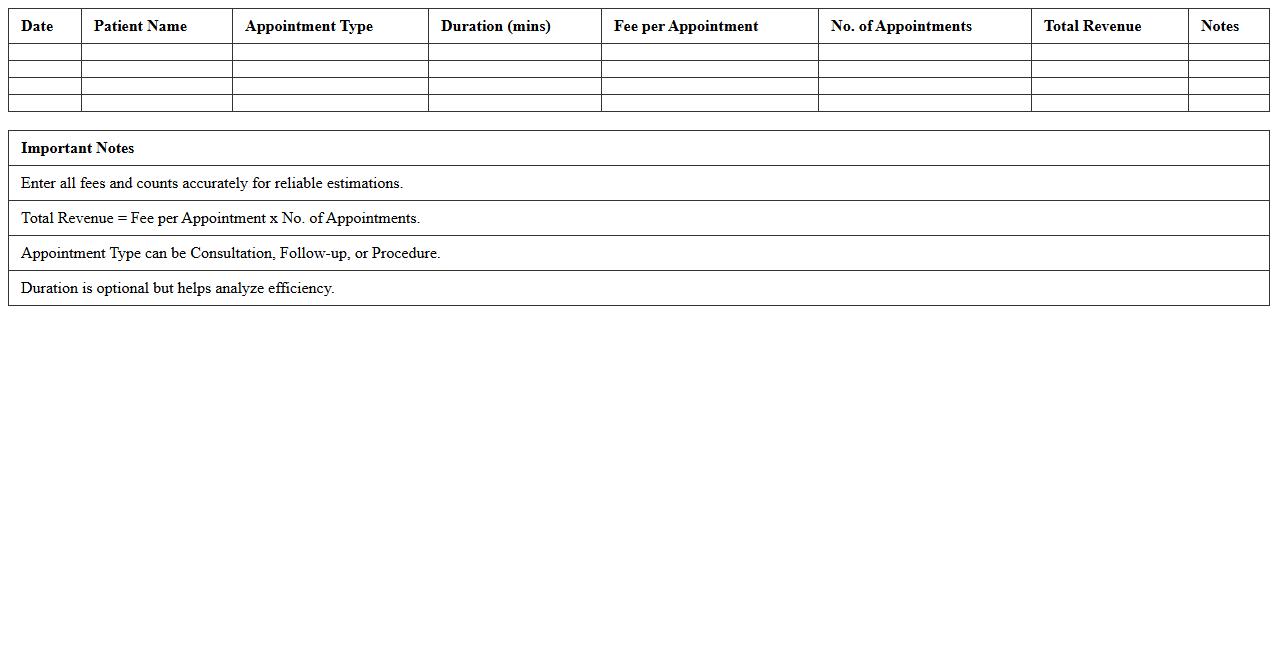 Clinic Appointment Revenue Estimator Excel