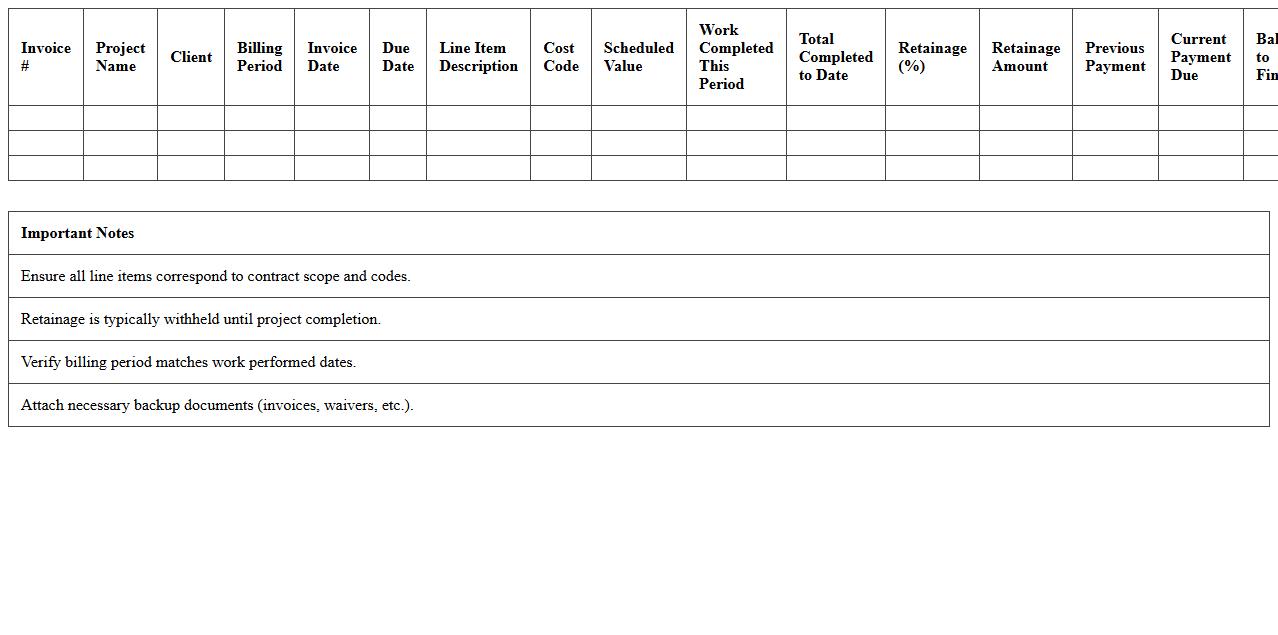 Commercial Construction Billing Excel Template