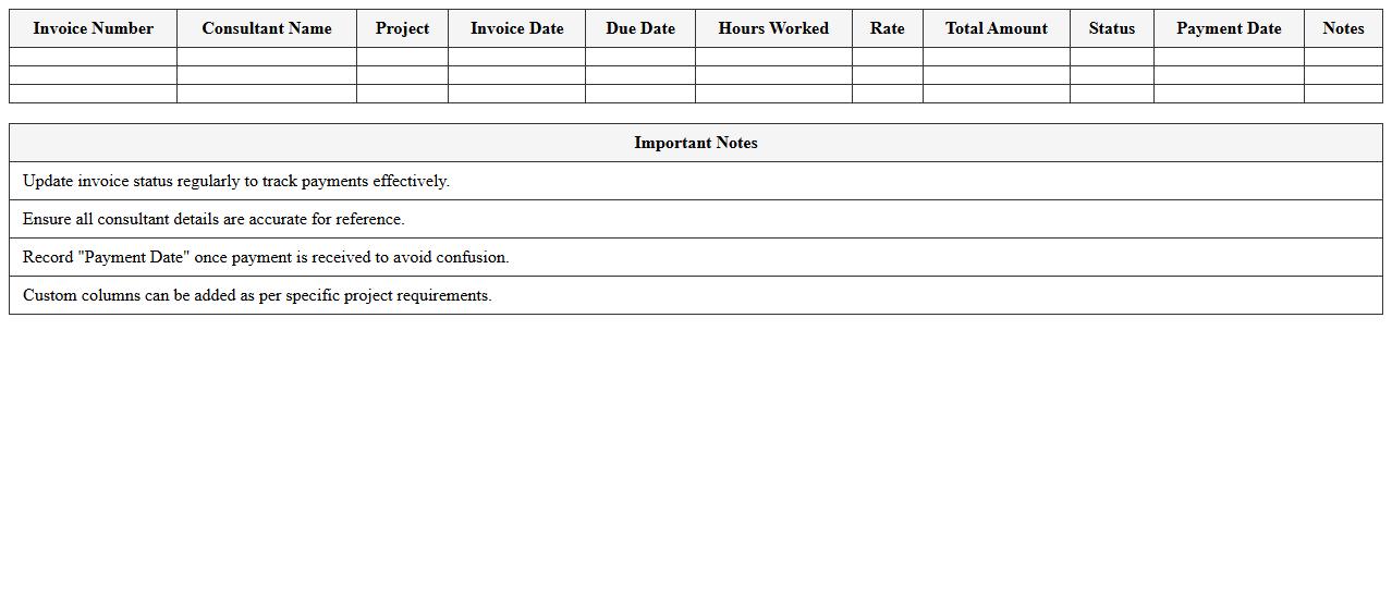 Consultant Invoice Tracker Excel Template