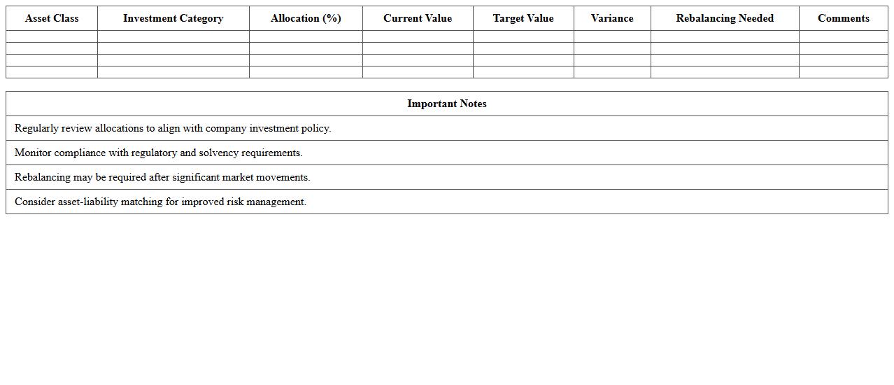 Corporate Insurance Asset Allocation Spreadsheet