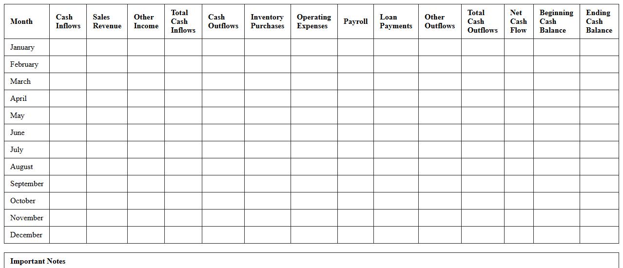 Detailed Cash Flow Analysis Worksheet for Small Businesses