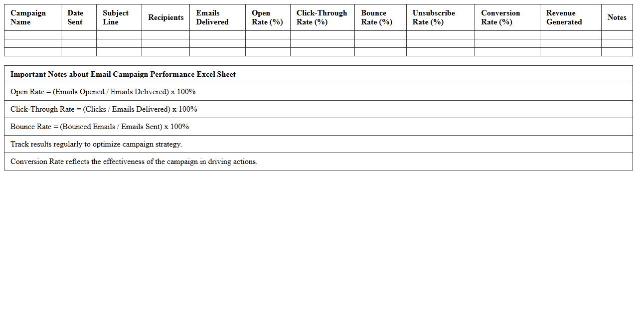 Email Campaign Performance Excel Sheet