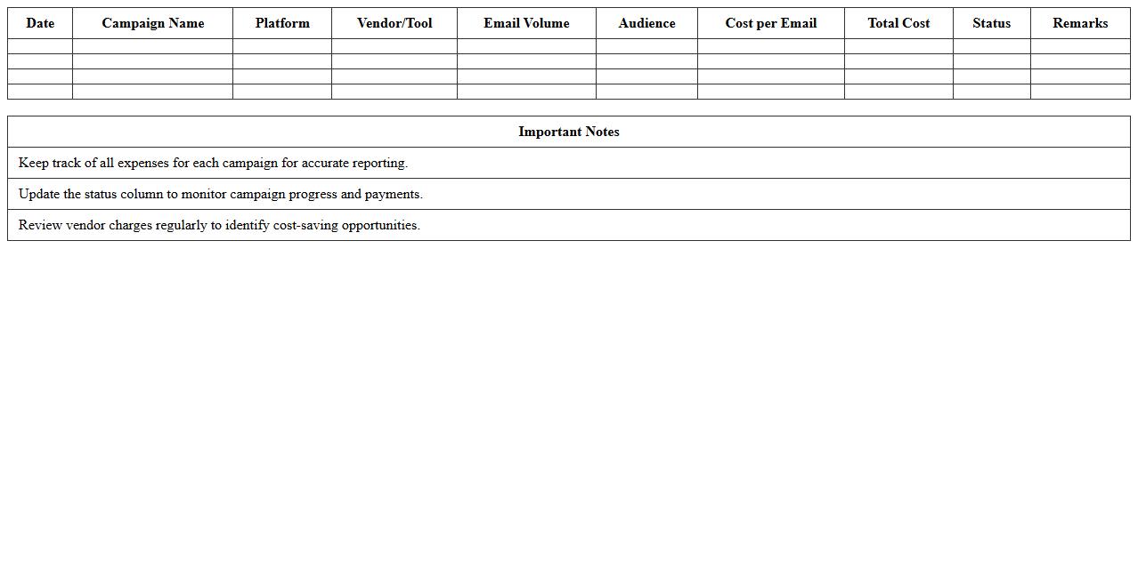 Email Marketing Expense Management Template