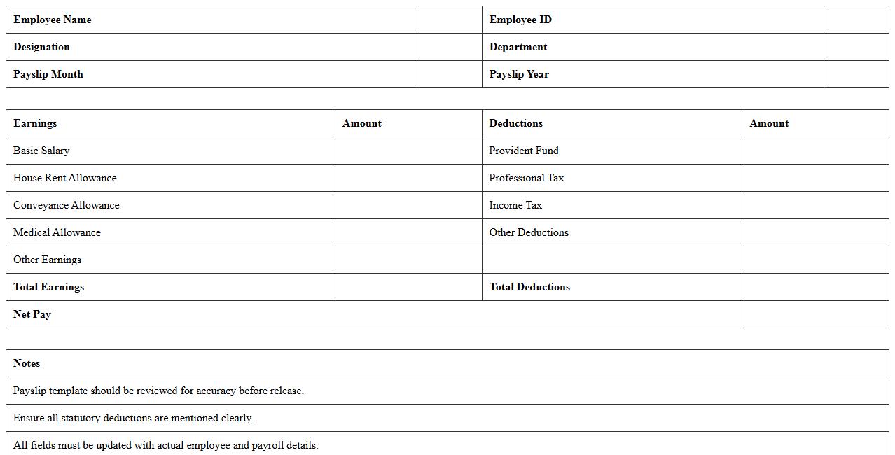 Employee Payslip Generation Template