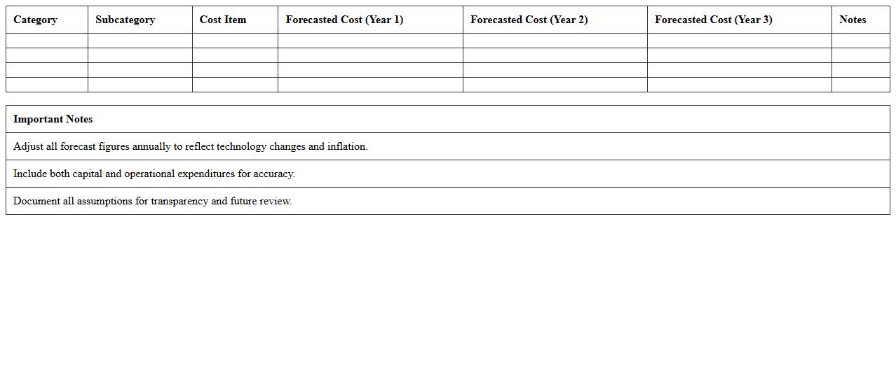 Enterprise IT Operating Cost Forecast Excel