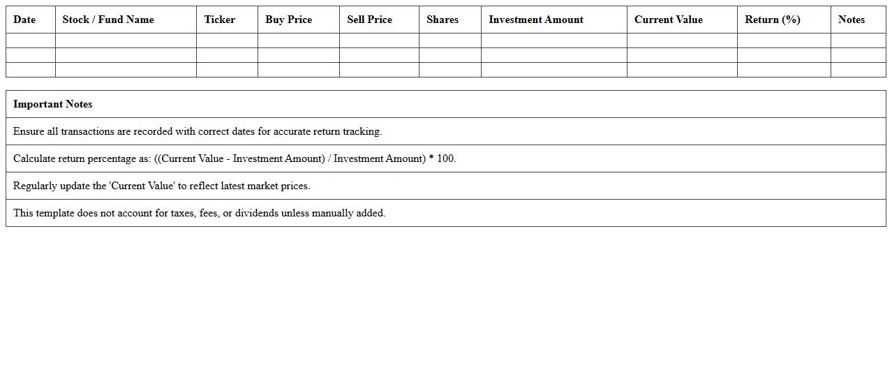 Equity Investment Returns Tracking Excel Template