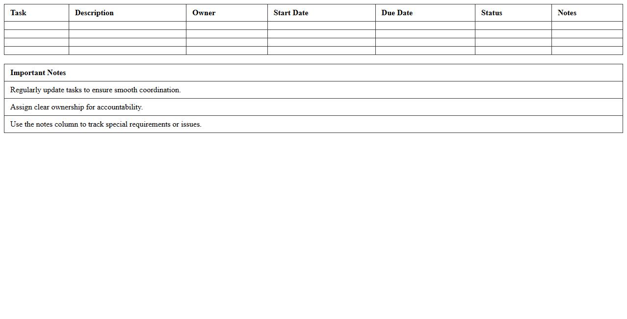 Event Coordination Task List Excel