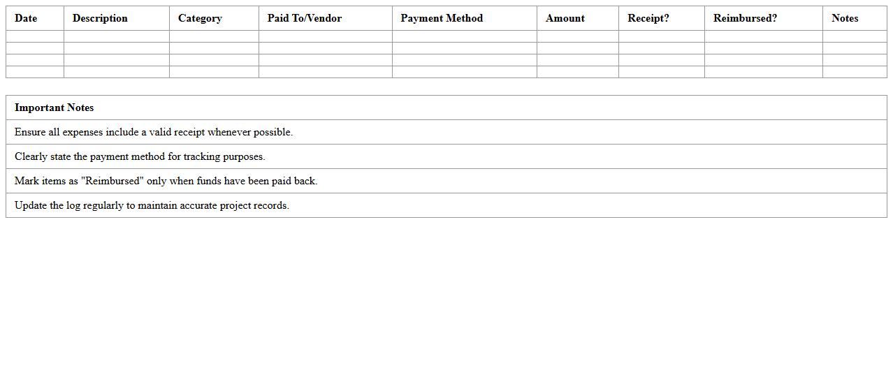 Excel Expense Log for Volunteer-Led Projects
