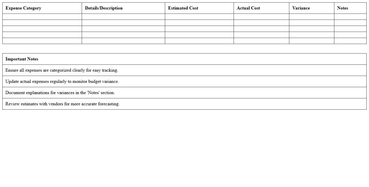 Expense Forecasting for Events Template