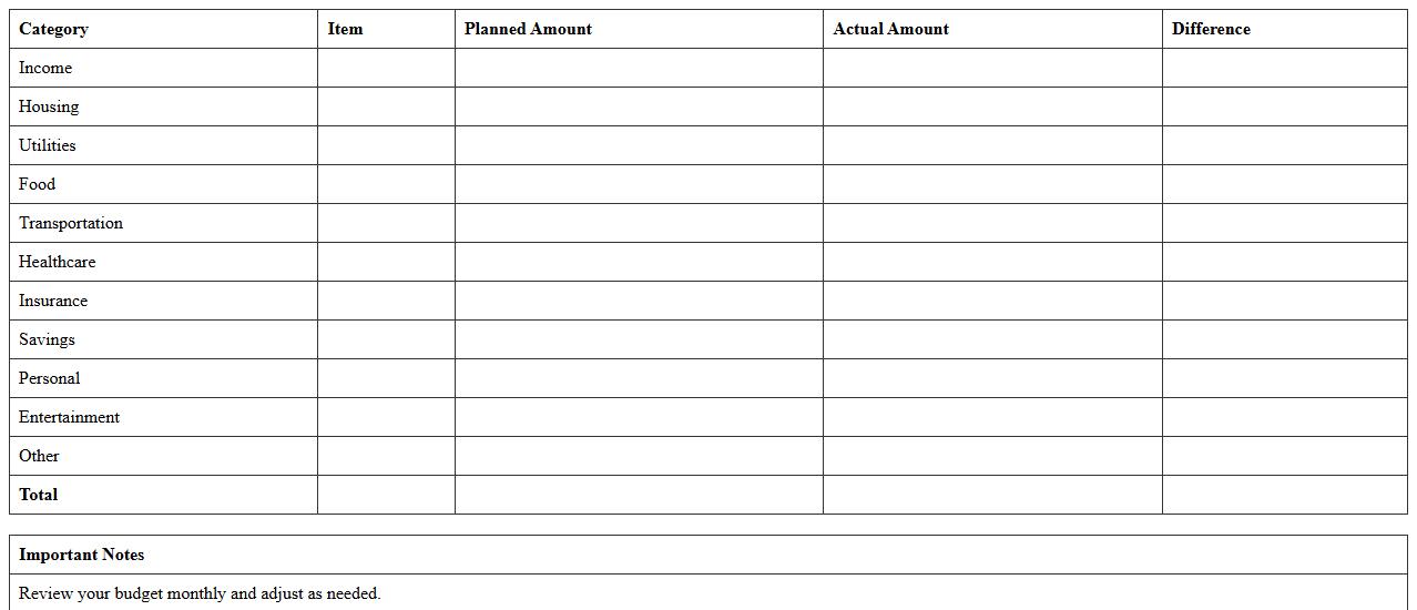 Family Budget Planning Worksheet