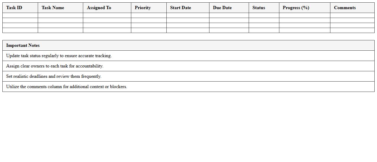 Field Task Assignment and Progress Tracker Excel