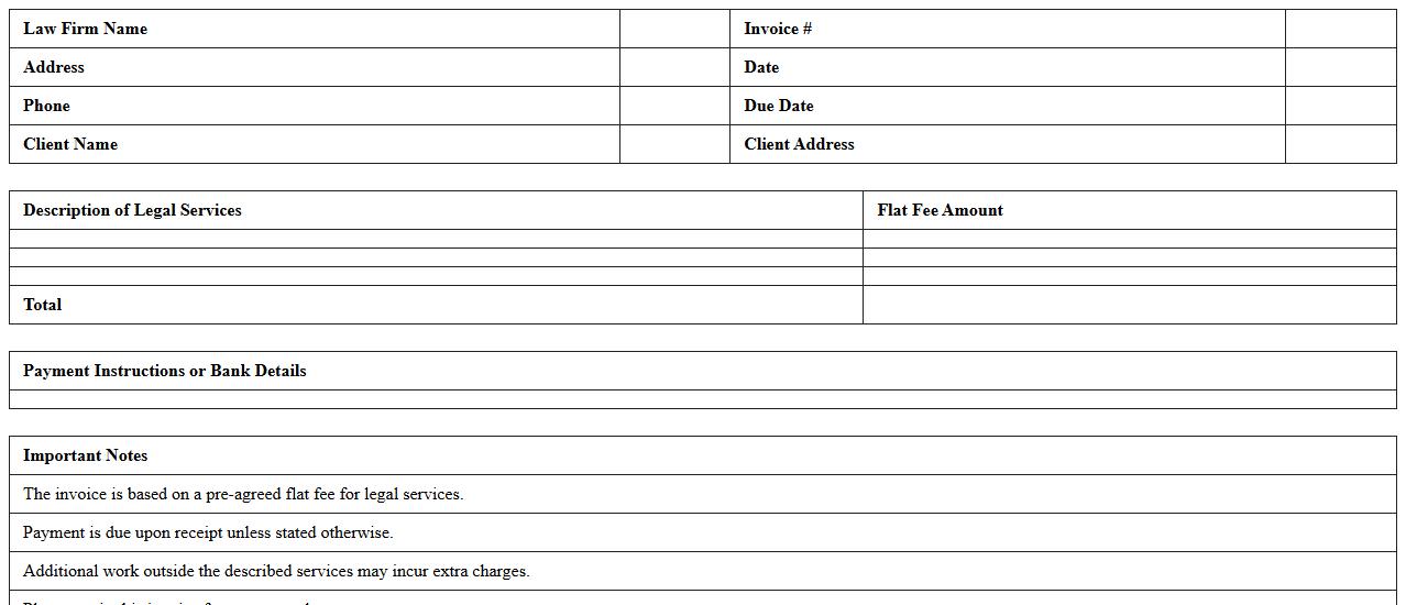 Flat Fee Legal Billing Invoice Template