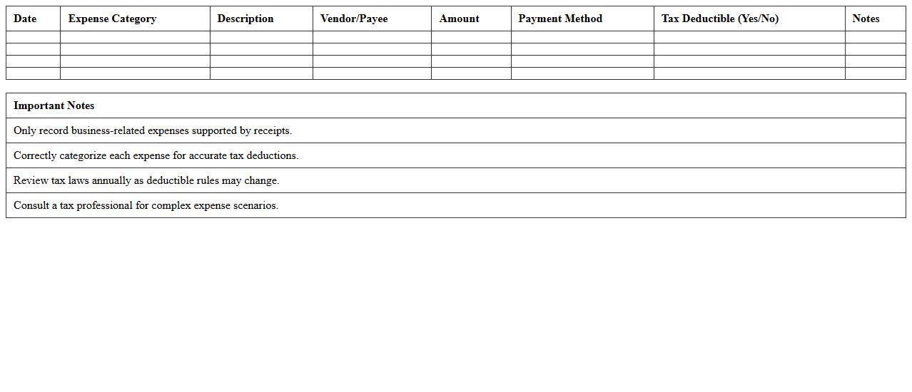 Freelancer Tax Deductible Expense Tracker Excel