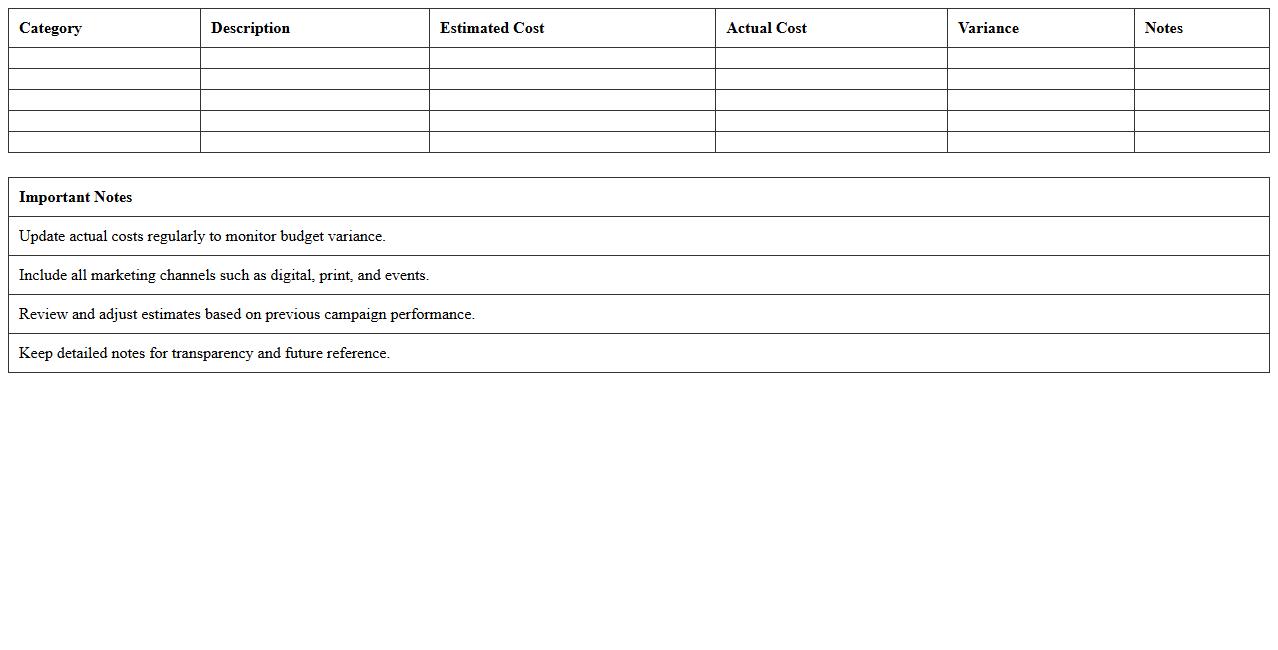 Fundraising Campaign Marketing Budget Excel Sheet