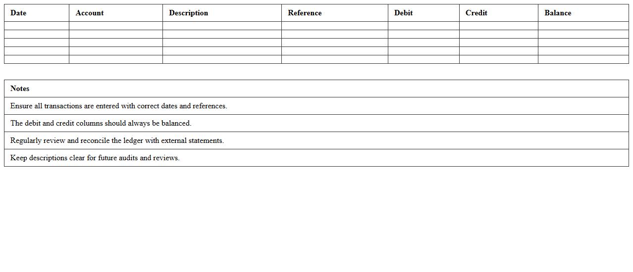 General Ledger Excel Template