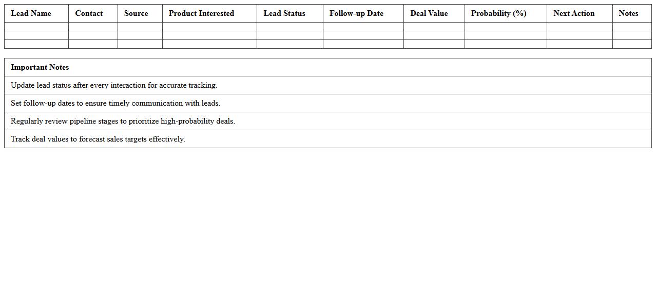 Insurance Sales Pipeline Management Excel