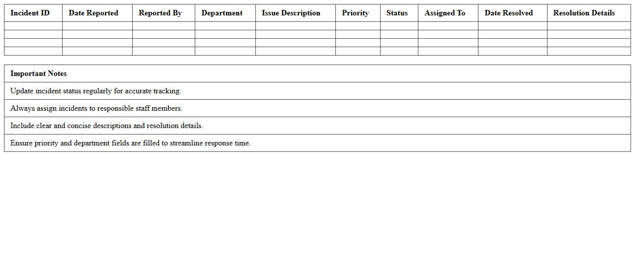 IT Help Desk Incident Tracking Excel Template