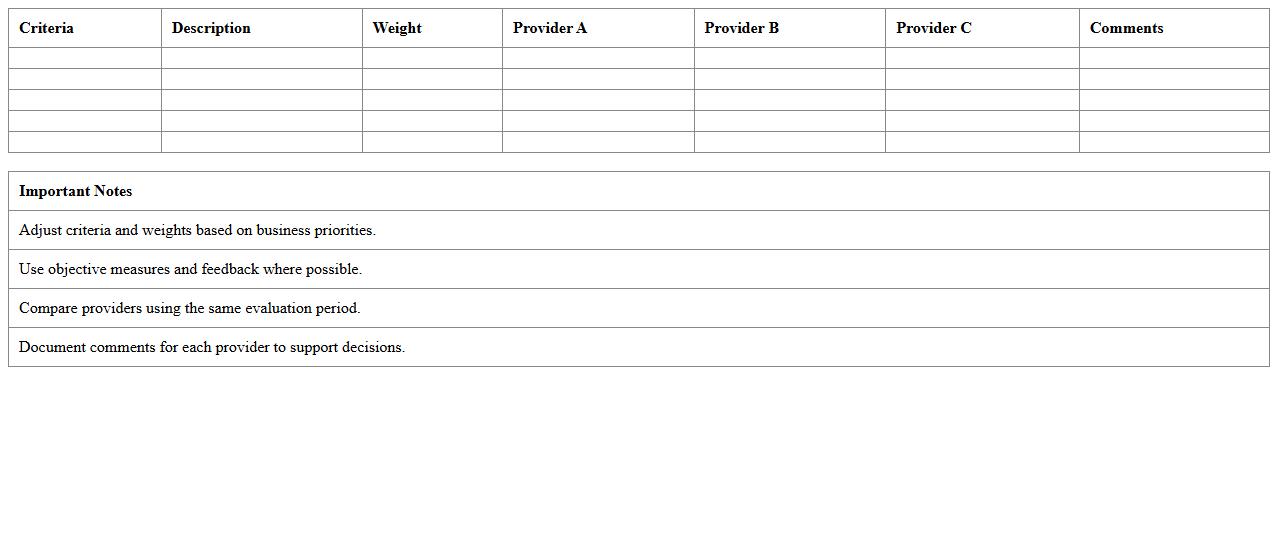 IT Service Provider Evaluation Template