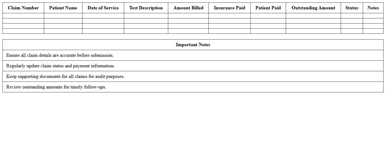 Laboratory Claims Reconciliation Excel Template