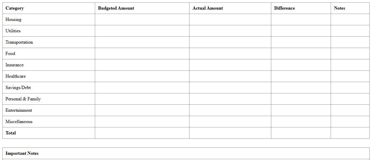 Monthly Household Budget Planner Spreadsheet