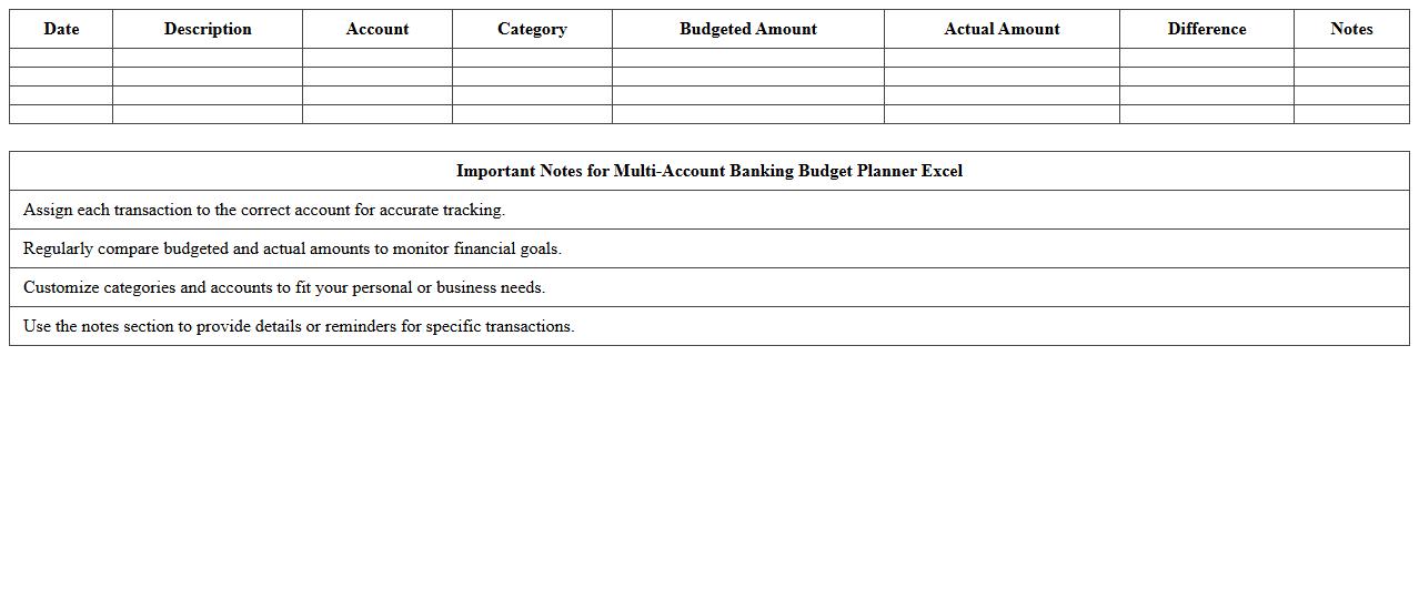 Multi-Account Banking Budget Planner Excel