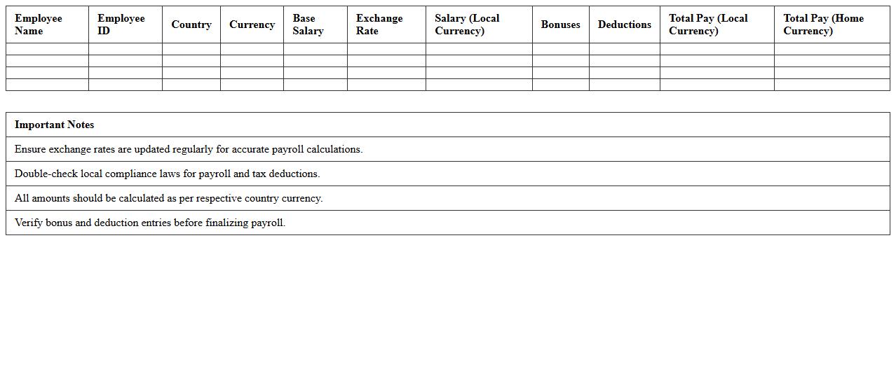 Multi-Currency Payroll Calculator Spreadsheet